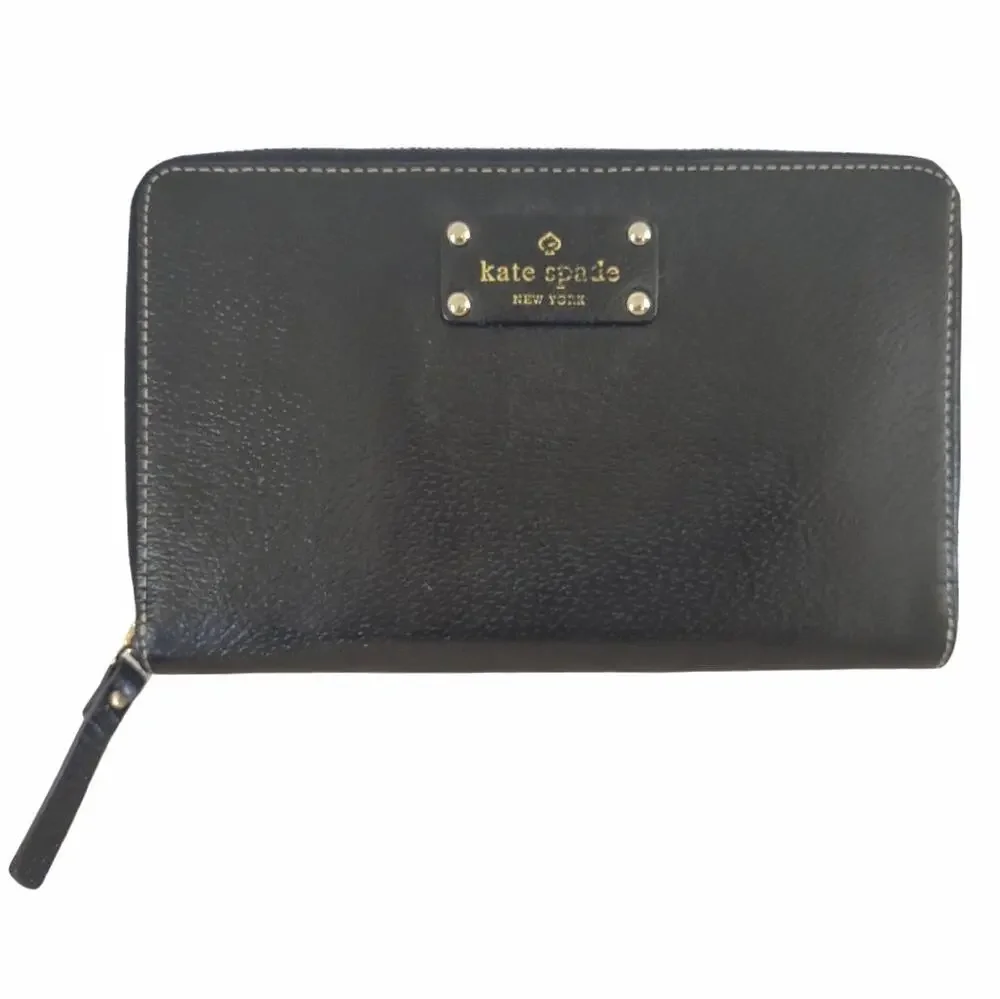 KATE SPADE Leather Wellesley Travel Wallet Zip Around for Passport & Documents